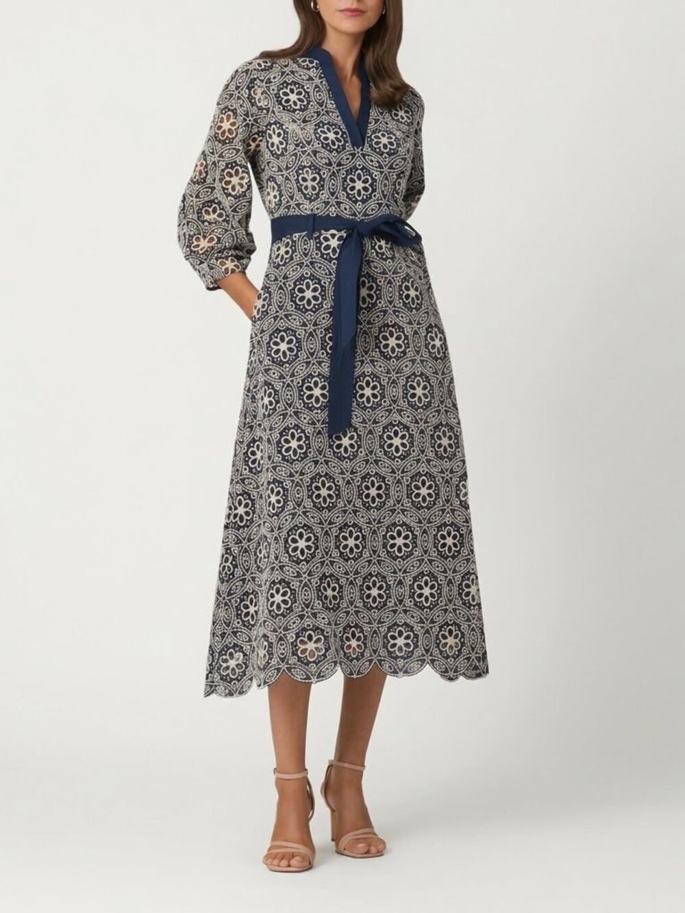 Shoshanna Medallion Cotton Eyelet Ralston Dress Sz 10 Preppy Luxury Retail $495
